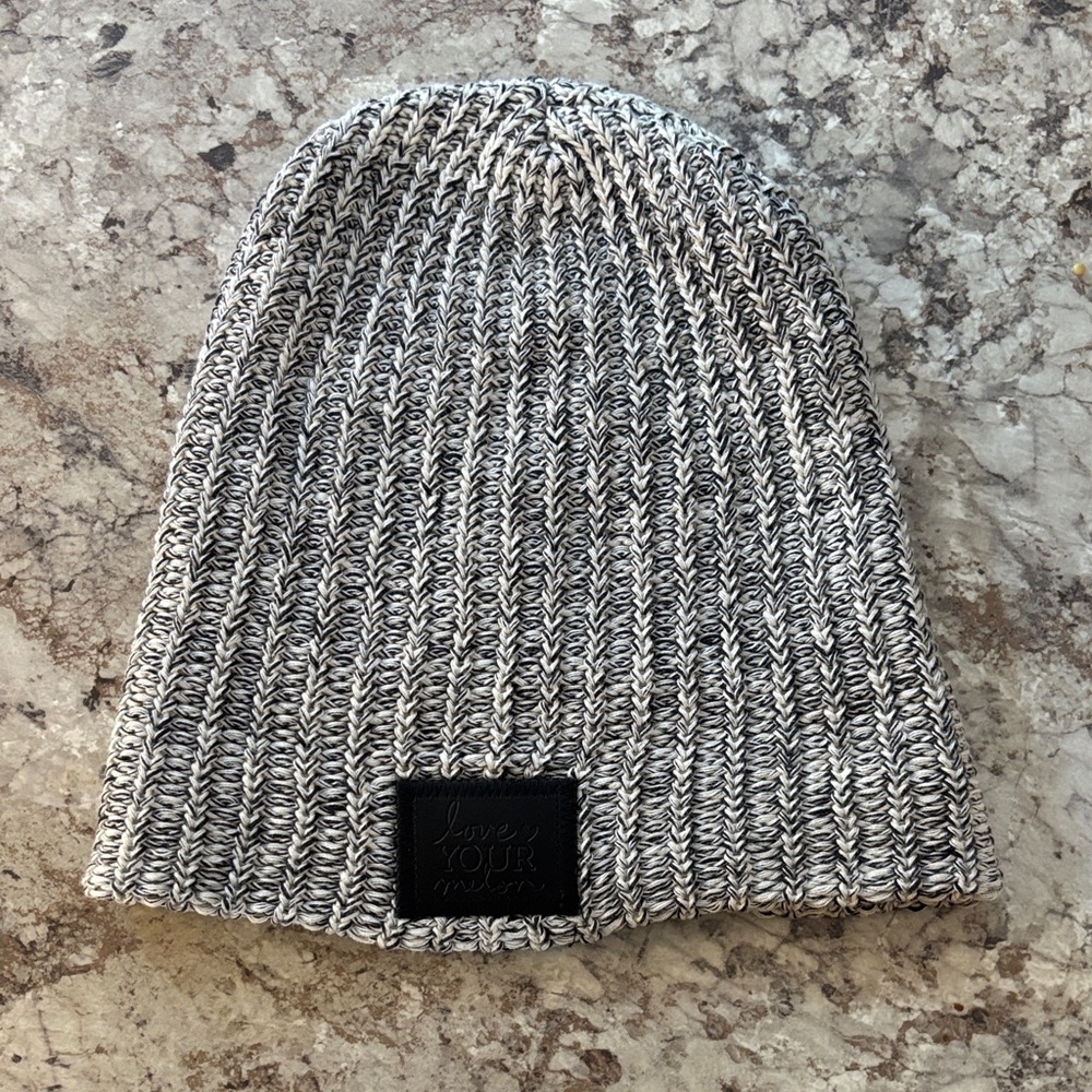 Love Your Melon Black and White Knit Beanie